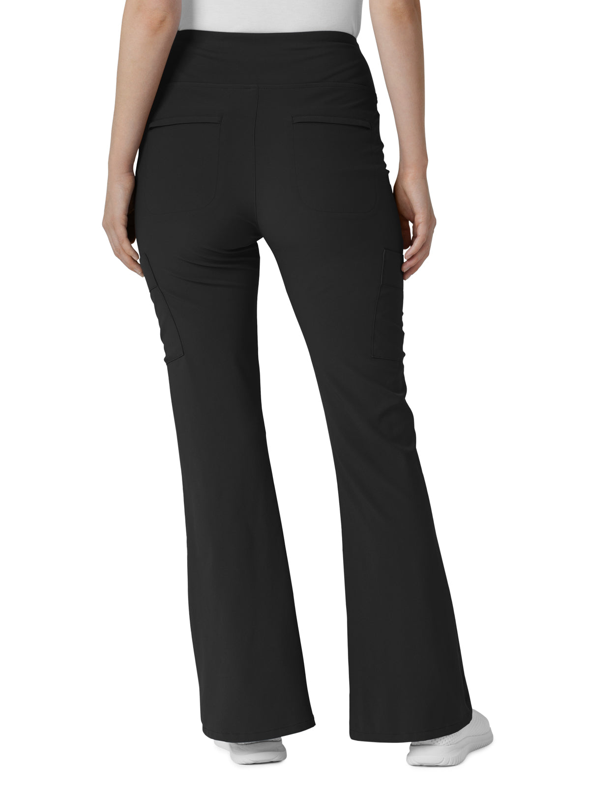 Women's Seven-Pocket Front Slit Flare Scrub Pant - 5534 - Black