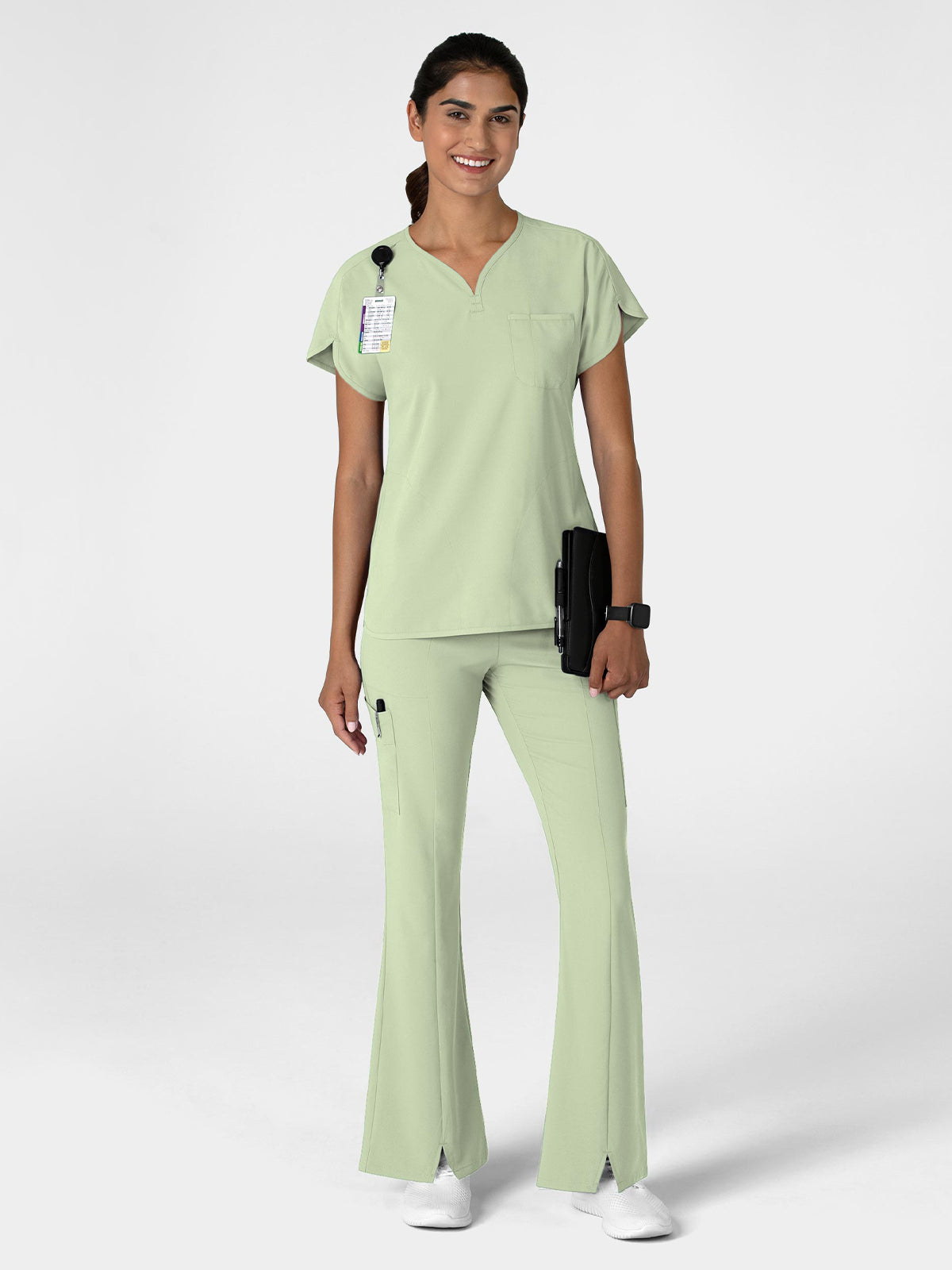 Women's Seven-Pocket Front Slit Flare Scrub Pant - 5534 - Fresh Mint