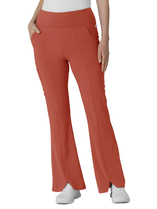 Women's Seven-Pocket Front Slit Flare Scrub Pant - 5534 - Mineral Red