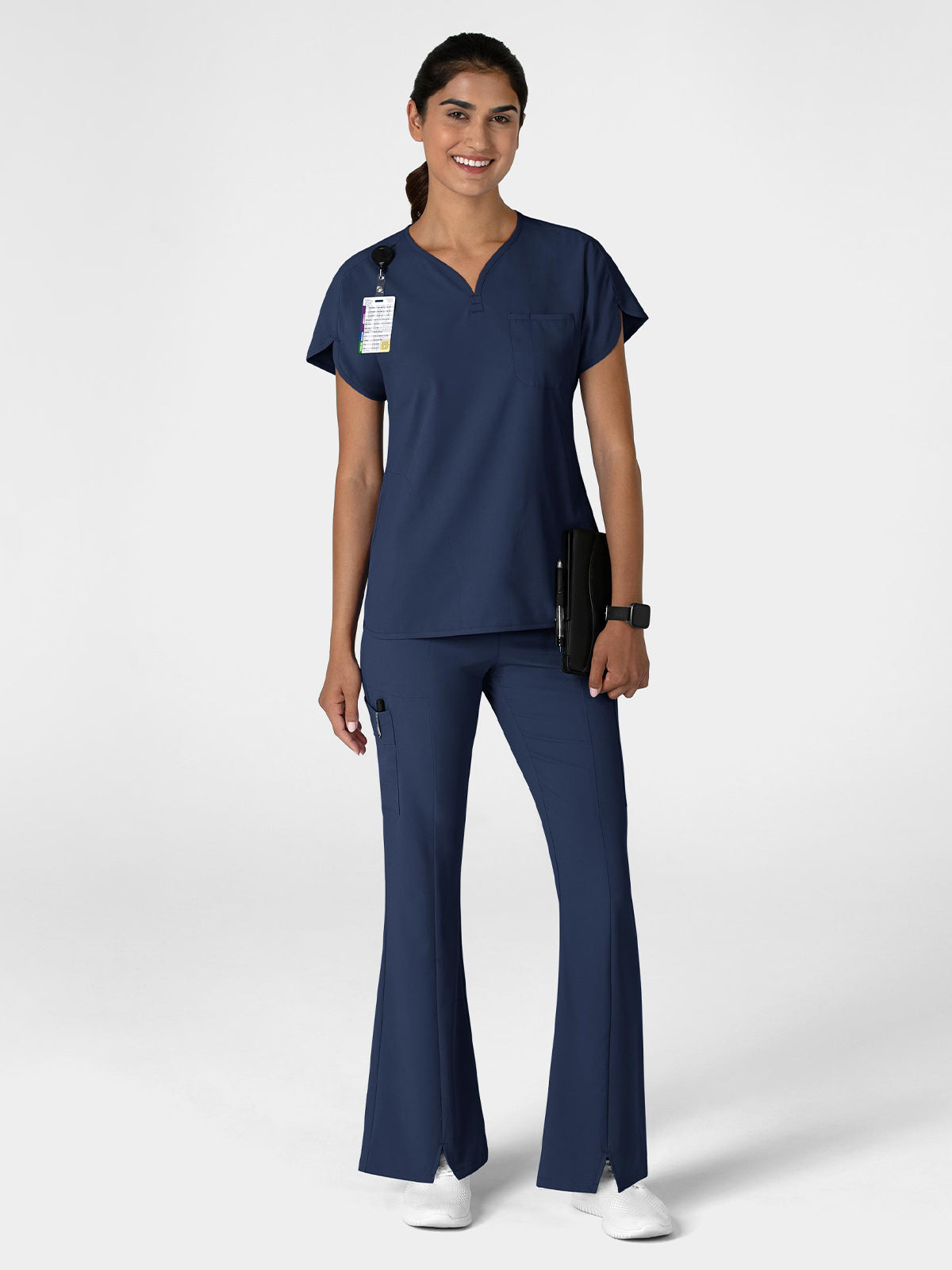 Women's Seven-Pocket Front Slit Flare Scrub Pant - 5534 - Navy