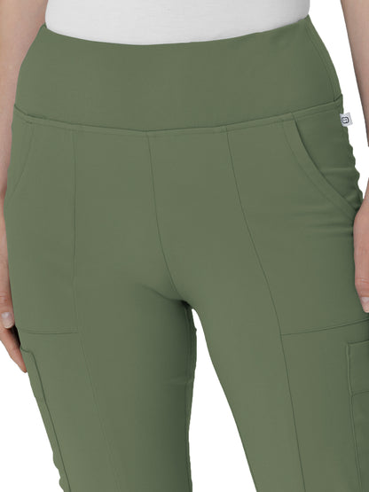 Women's Front Slit Flare Scrub Pant - 5534 - Olive
