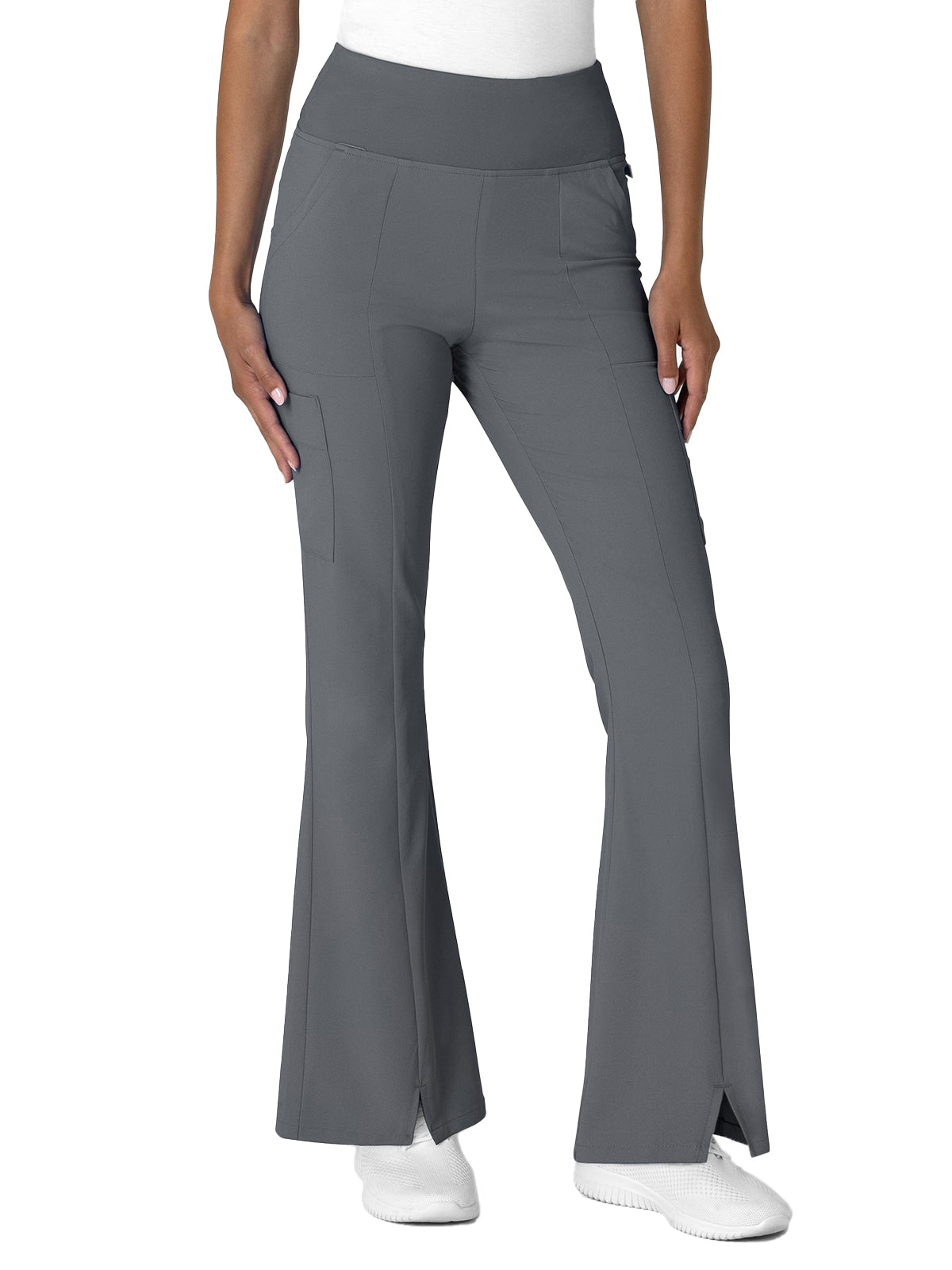 Women's Seven-Pocket Front Slit Flare Scrub Pant - 5534 - Pewter