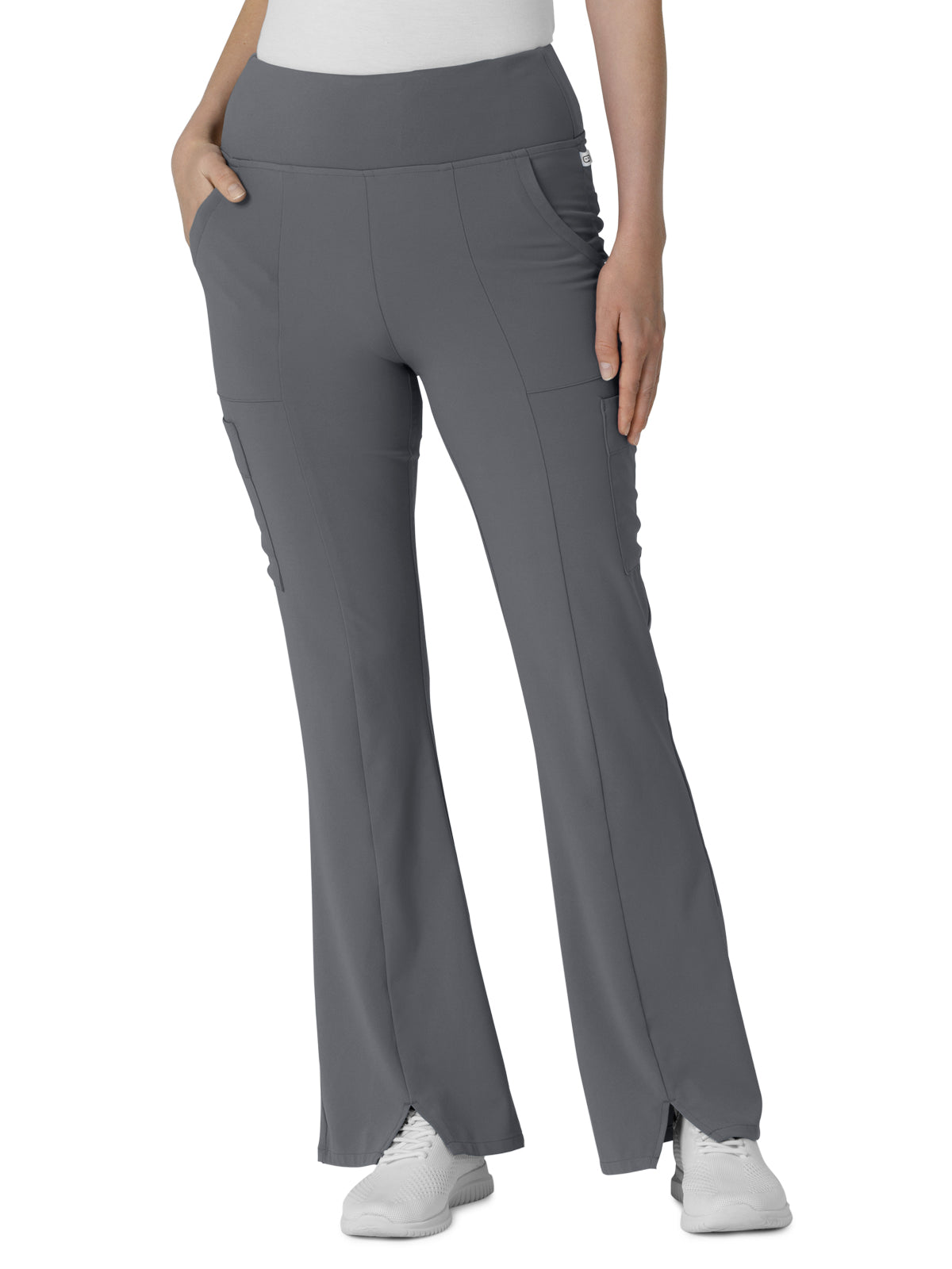 Women's Seven-Pocket Front Slit Flare Scrub Pant - 5534 - Pewter