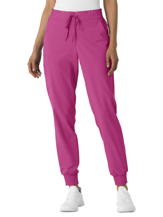 Women's Six-Pocket Jogger Scrub Pant - 5934 - Raspberry