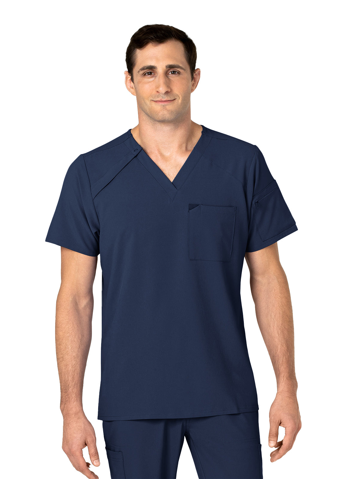 Men's Three-Pocket Ez Zip V-Neck Top - 6034 - Navy