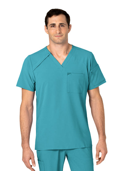 Men's Three-Pocket Ez Zip V-Neck Top - 6034 - Teal Blue