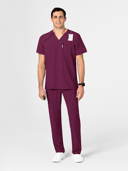 Men's Three-Pocket Ez Zip V-Neck Top - 6034 - Wine