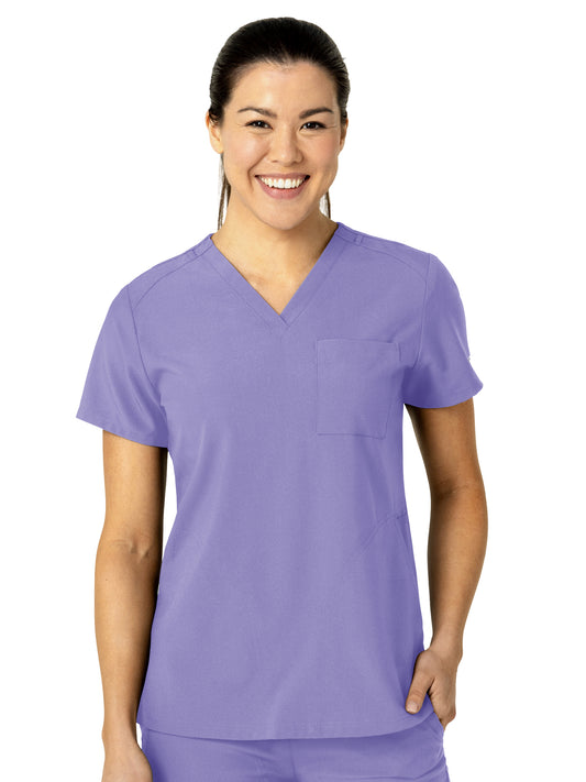 Women's Three-Pocket Flex-N-Reach V-Neck Scrub Top - 6045 - Iris Purple