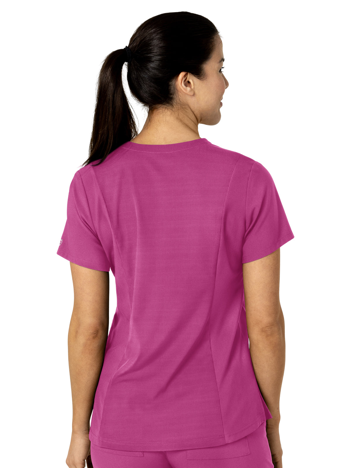 Women's Three-Pocket Flex-N-Reach V-Neck Scrub Top - 6045 - Raspberry