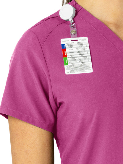 Women's Three-Pocket Flex-N-Reach V-Neck Scrub Top - 6045 - Raspberry