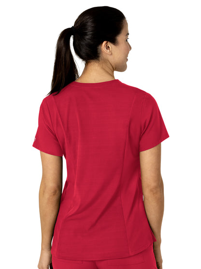 Women's Three-Pocket Flex-N-Reach V-Neck Scrub Top - 6045 - Red