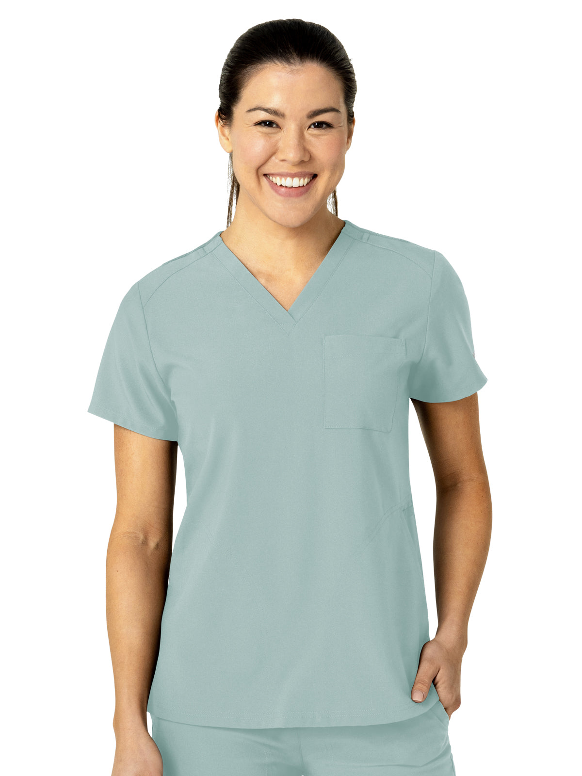 Women's Three-Pocket Flex-N-Reach V-Neck Scrub Top - 6045 - Sky Blue