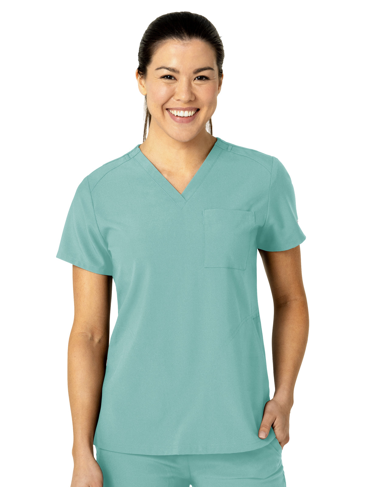 Women's Three-Pocket Flex-N-Reach V-Neck Scrub Top - 6045 - Turquoise