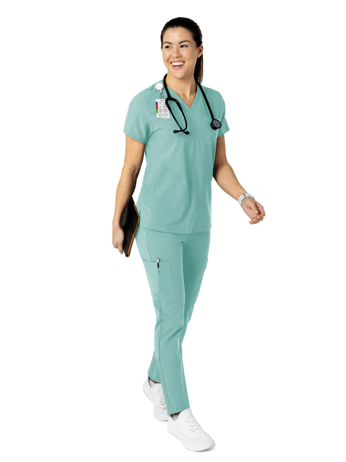 Women's Three-Pocket Flex-N-Reach V-Neck Scrub Top - 6045 - Turquoise