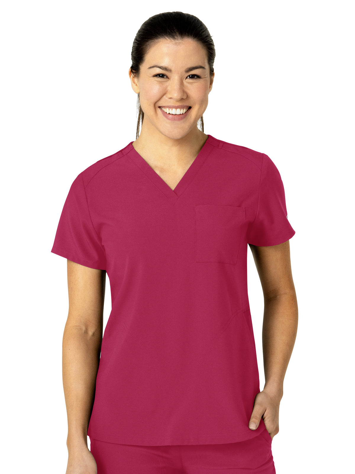 Women's Three-Pocket Flex-N-Reach V-Neck Scrub Top - 6045 - Viva Magenta