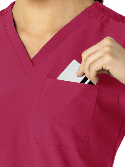 Women's Three-Pocket Flex-N-Reach V-Neck Scrub Top - 6045 - Viva Magenta