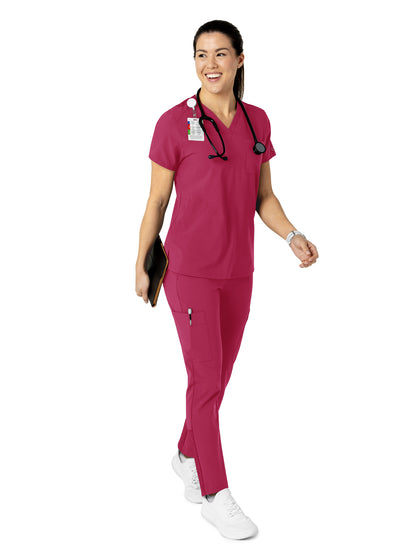 Women's Three-Pocket Flex-N-Reach V-Neck Scrub Top - 6045 - Viva Magenta