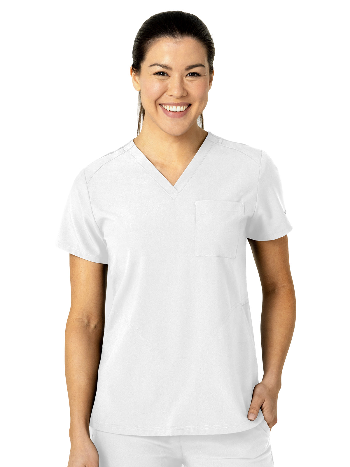 Women's Three-Pocket Flex-N-Reach V-Neck Scrub Top - 6045 - White