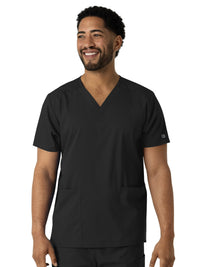 Unisex Three-Pocket V-Neck Top - 6051 - Black