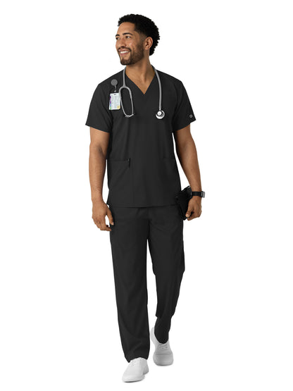 Unisex Three-Pocket V-Neck Scrub Top - 6051 - Black