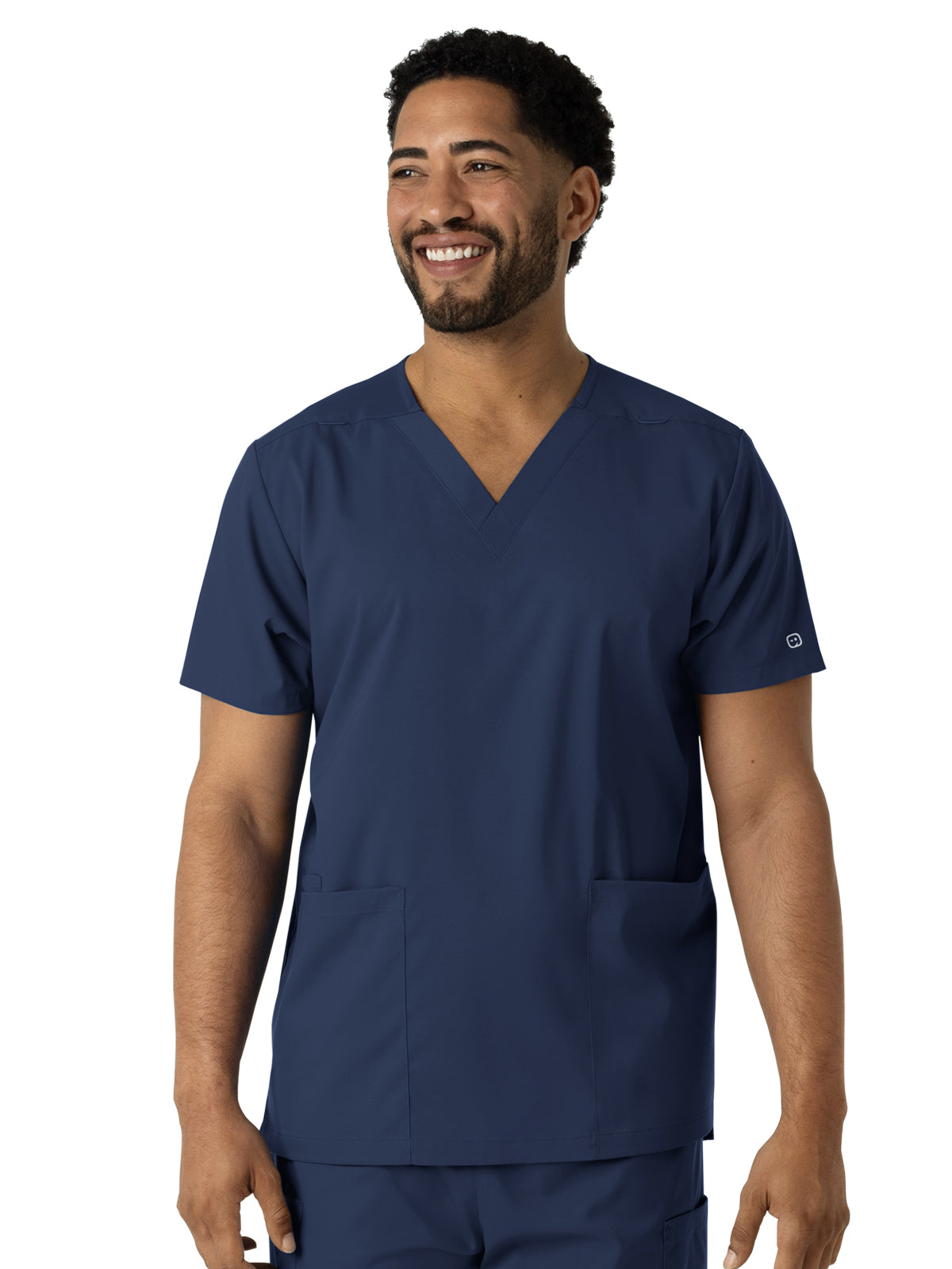 Unisex Three-Pocket V-Neck Scrub Top - 6051 - Navy