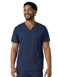 Unisex Three-Pocket V-Neck Top - 6051 - Navy