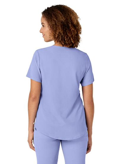 Women's Four-Pocket V-Neck Top - 6134 - Ceil Blue