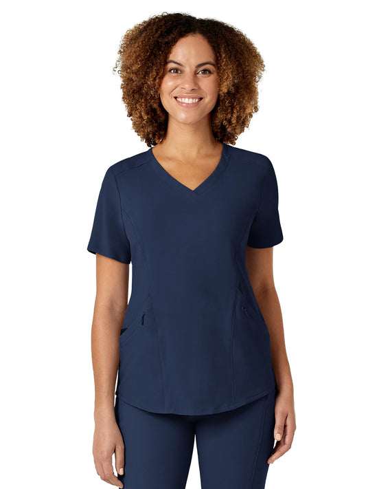 Women's Four-Pocket V-Neck Top - 6134 - Navy Heather