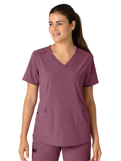 Women's Four-Pocket V-Neck Top - 6134 - Wine Heather