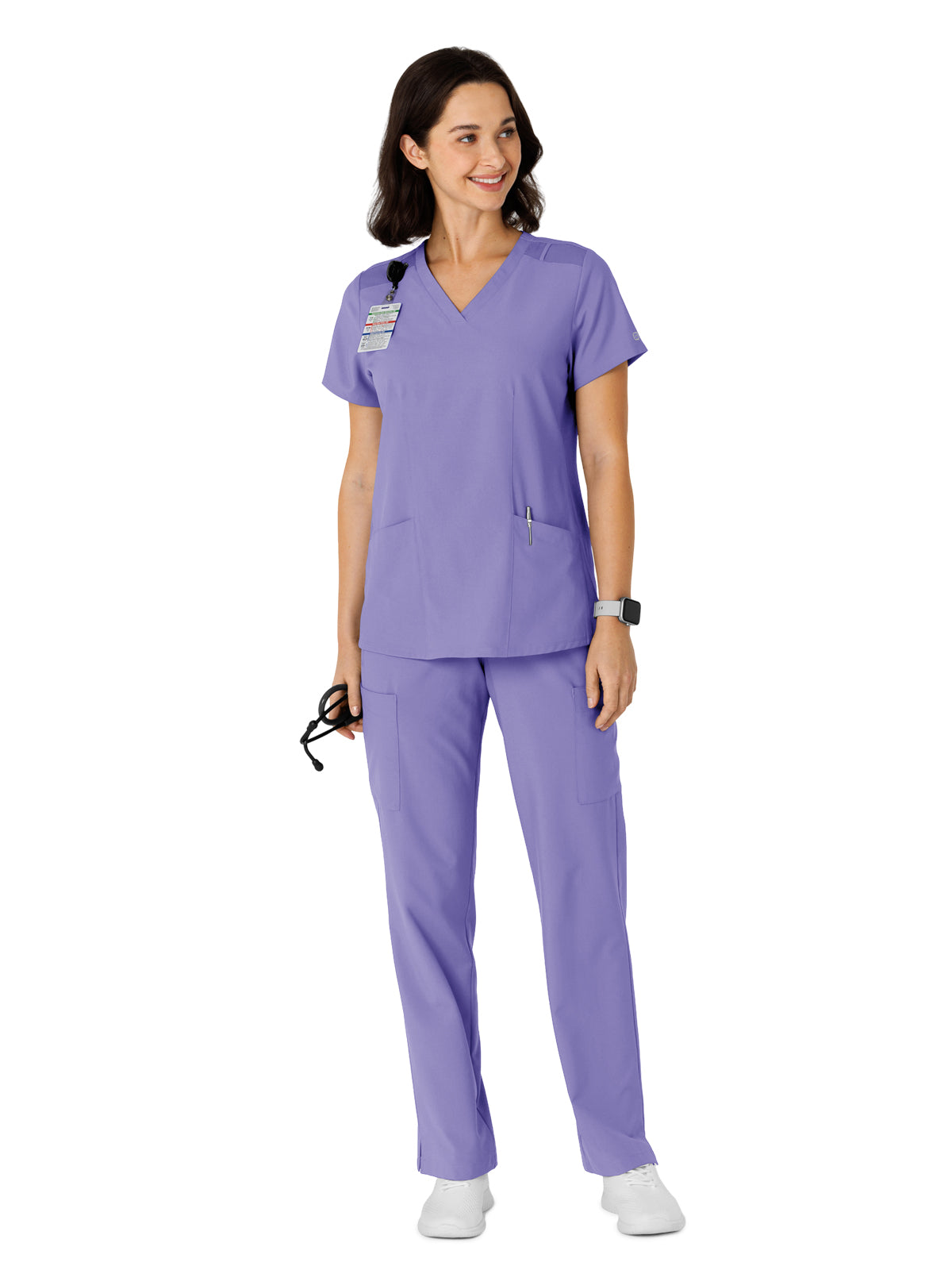 Women's Flex-n-Reach Side Panel V-Neck Scrub Top - 6145 - Iris Purple