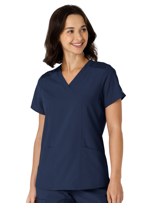 Women's Flex-n-Reach Side Panel V-Neck Scrub Top - 6145 - Navy