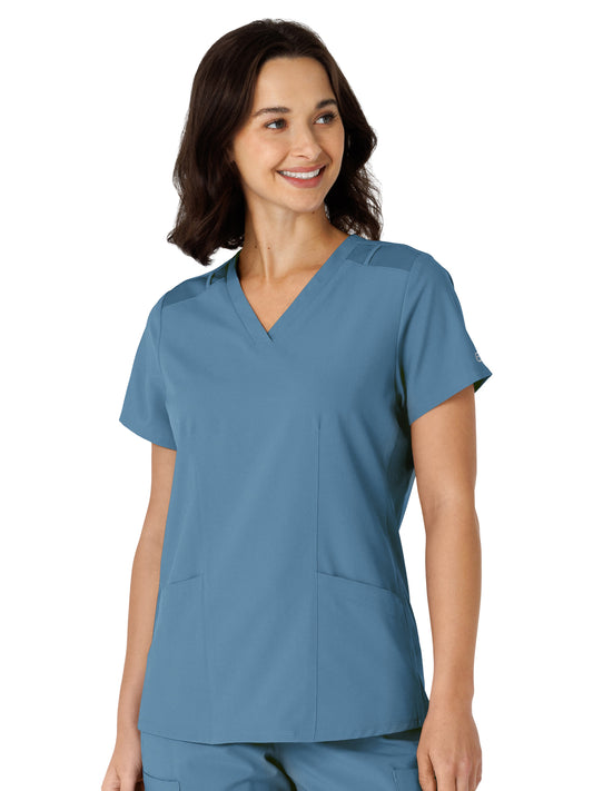 Women's Flex-n-Reach Side Panel V-Neck Top - 6145 - Pacific Blue