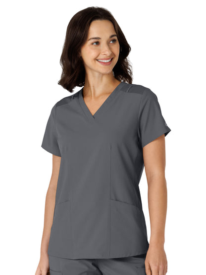 Women's Flex-n-Reach Side Panel V-Neck Top - 6145 - Pewter
