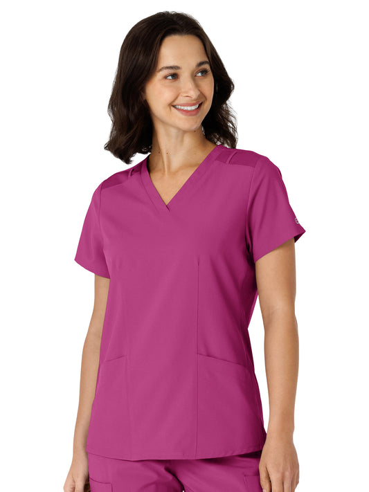 Women's Flex-n-Reach Side Panel V-Neck Scrub Top - 6145 - Raspberry