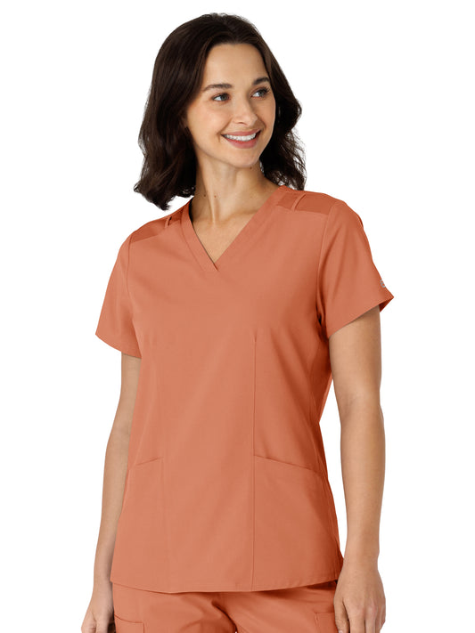 Women's Flex-n-Reach Side Panel V-Neck Scrub Top - 6145 - Terra Cotta