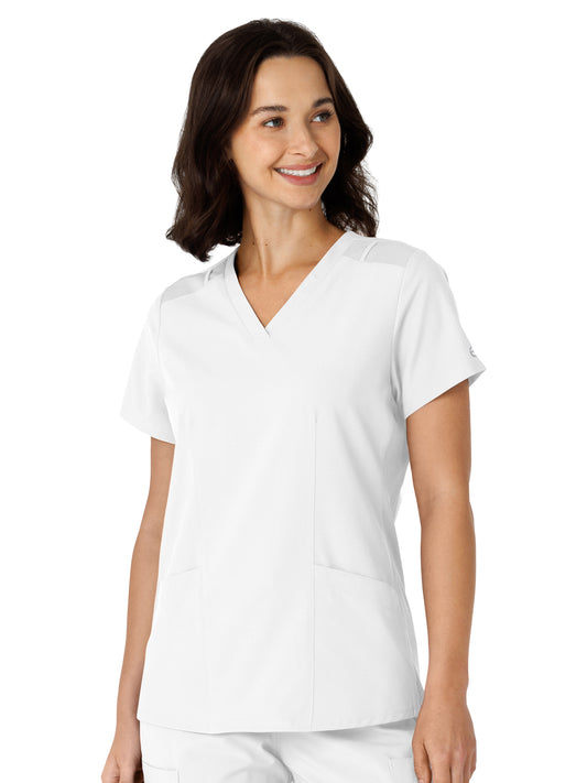 Women's Flex-n-Reach Side Panel V-Neck Scrub Top - 6145 - White