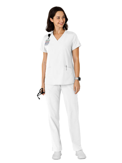 Women's Flex-n-Reach Side Panel V-Neck Scrub Top - 6145 - White