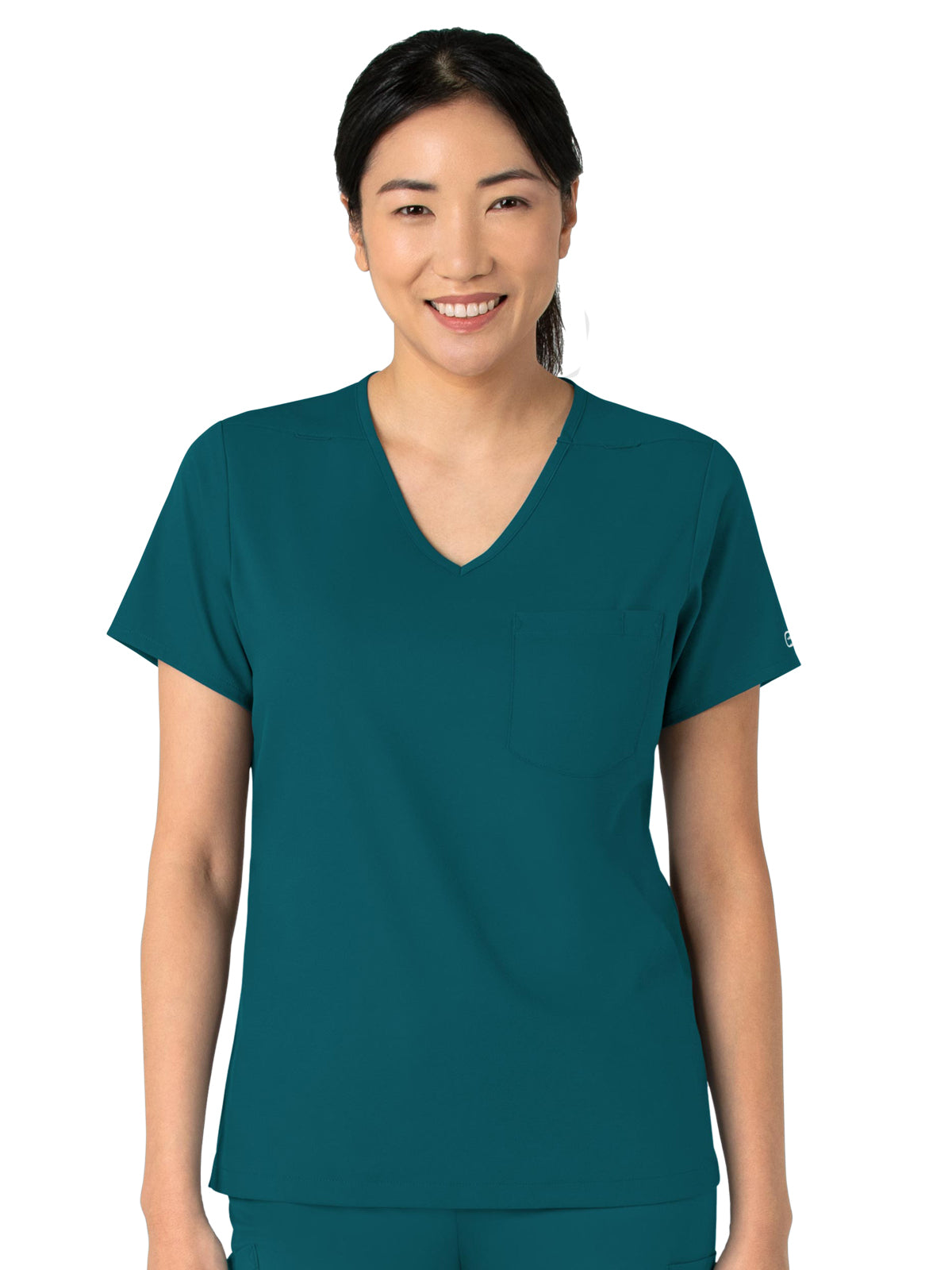 Women's Two-Pocket Tuck-In V-Neck Top - 6151 - Caribbean Blue