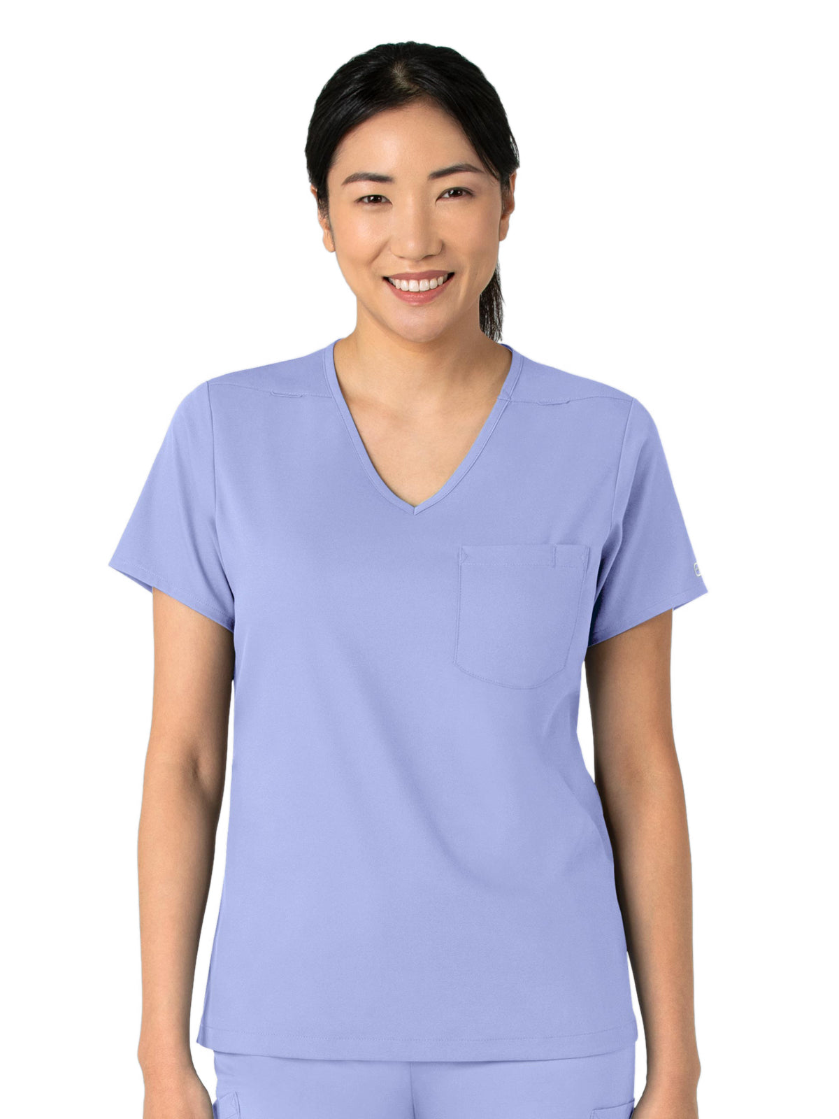 Women's Two-Pocket Tuck-In V-Neck Top - 6151 - Ceil Blue