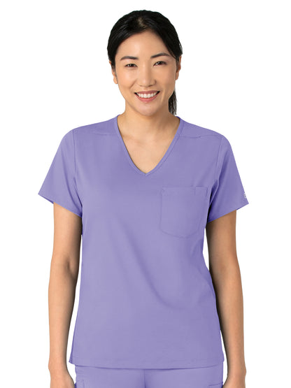 Women's Two-Pocket Tuck-In V-Neck Top - 6151 - Iris Purple