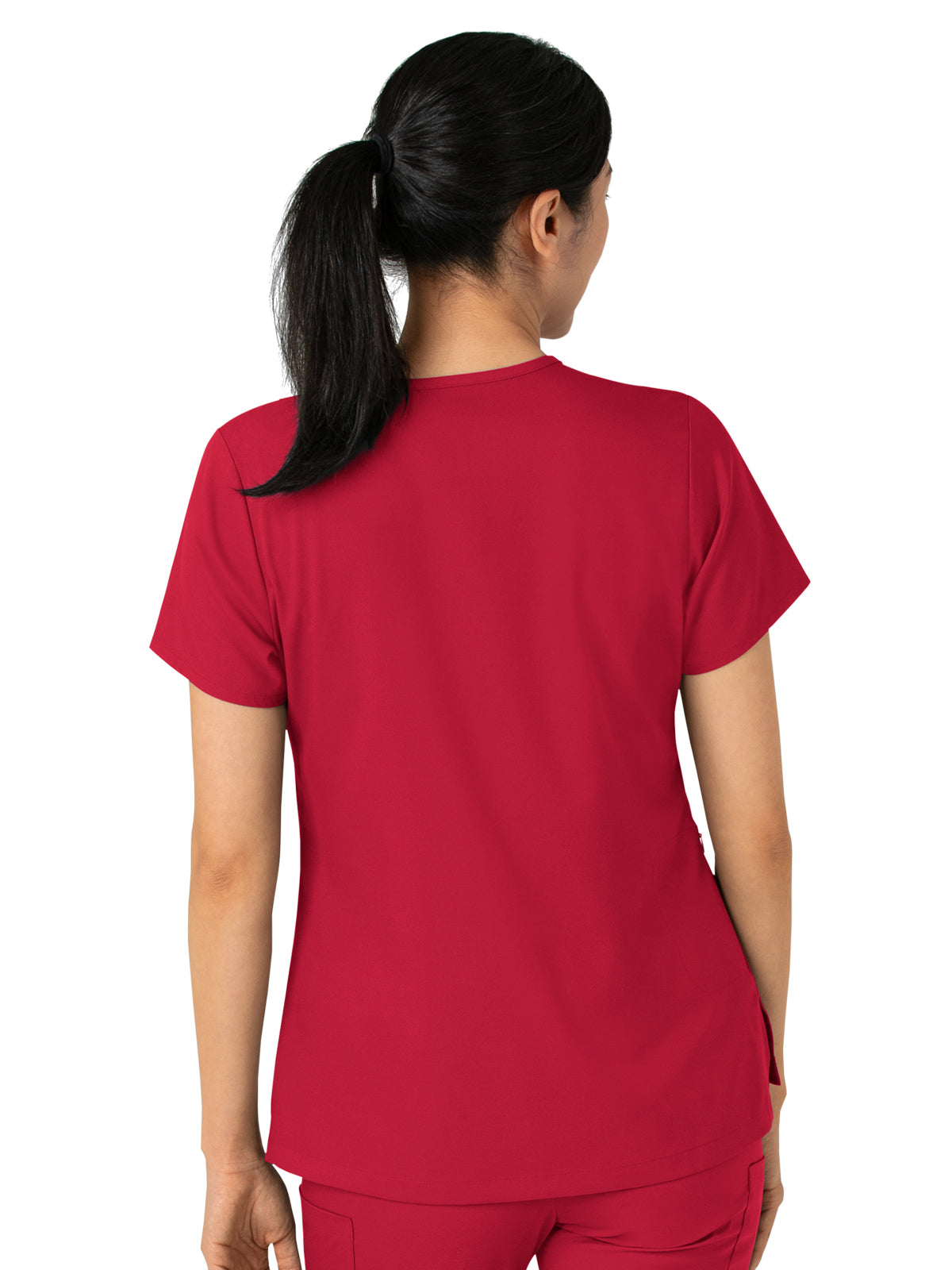 Women's Two-Pocket Tuck-In V-Neck Top - 6151 - Red