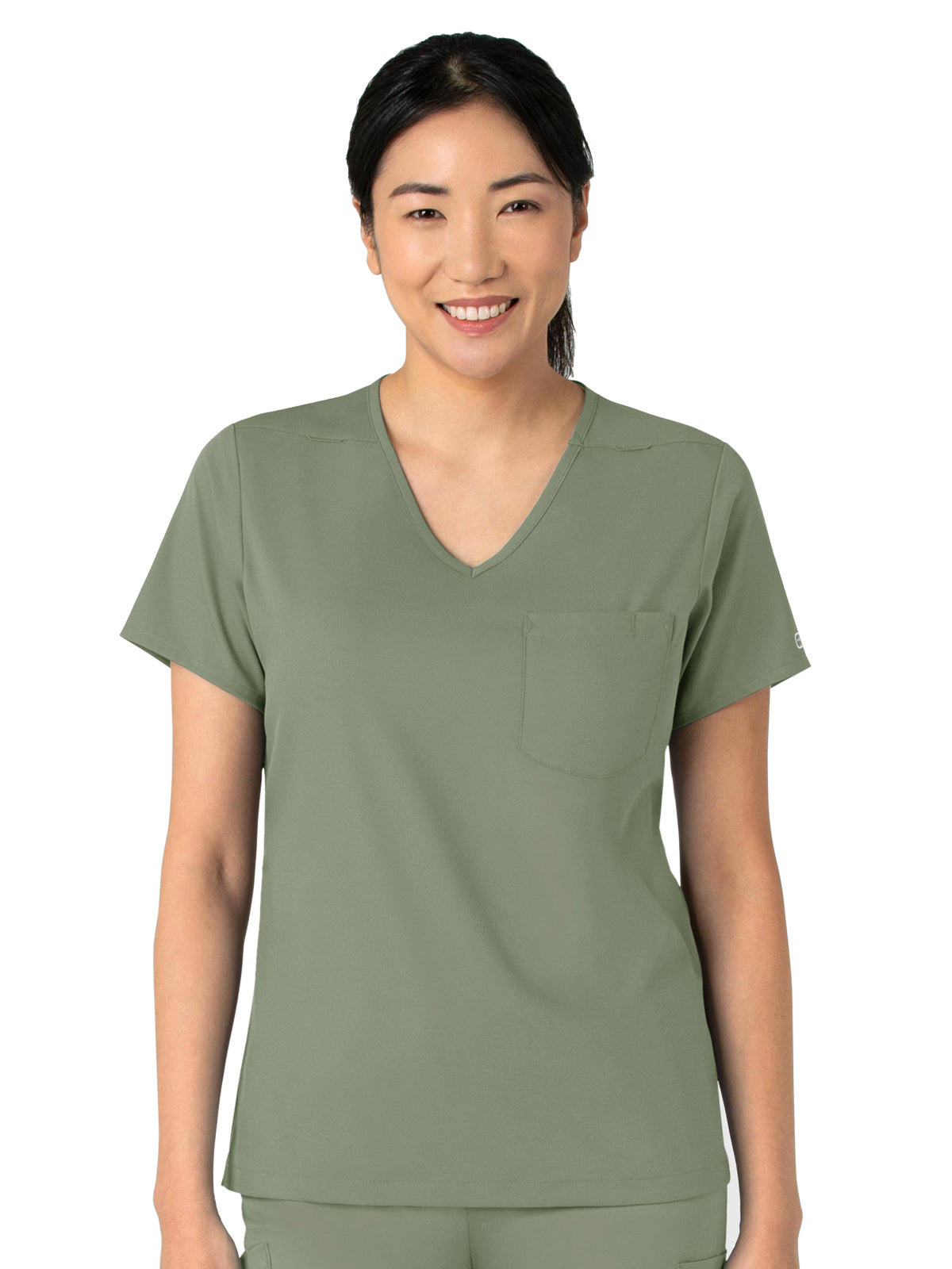 Women's Two-Pocket Tuck-In V-Neck Top - 6151 - Sage