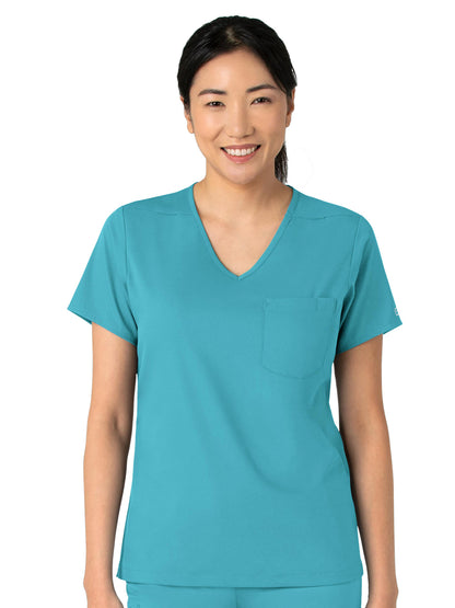 Women's Two-Pocket Tuck-In V-Neck Top - 6151 - Teal