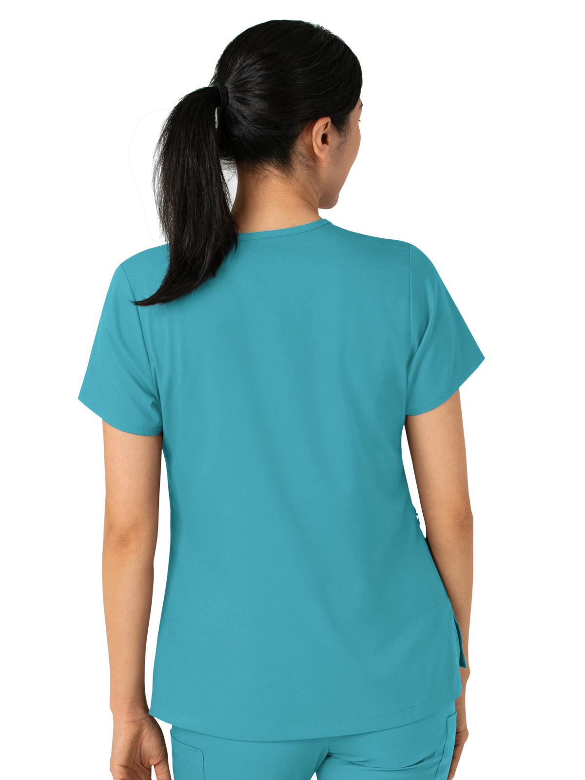 Women's Two-Pocket Tuck-In V-Neck Top - 6151 - Teal