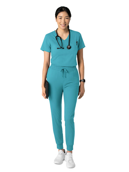 Women's Two-Pocket Tuck-In V-Neck Top - 6151 - Teal