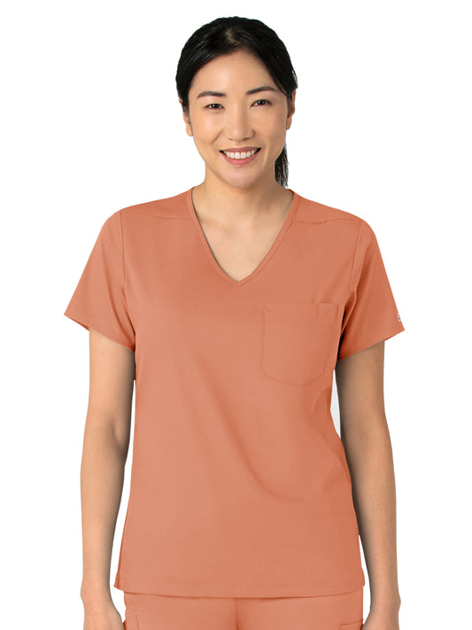 Women's Two-Pocket Tuck-In V-Neck Top - 6151 - Terra Cotta