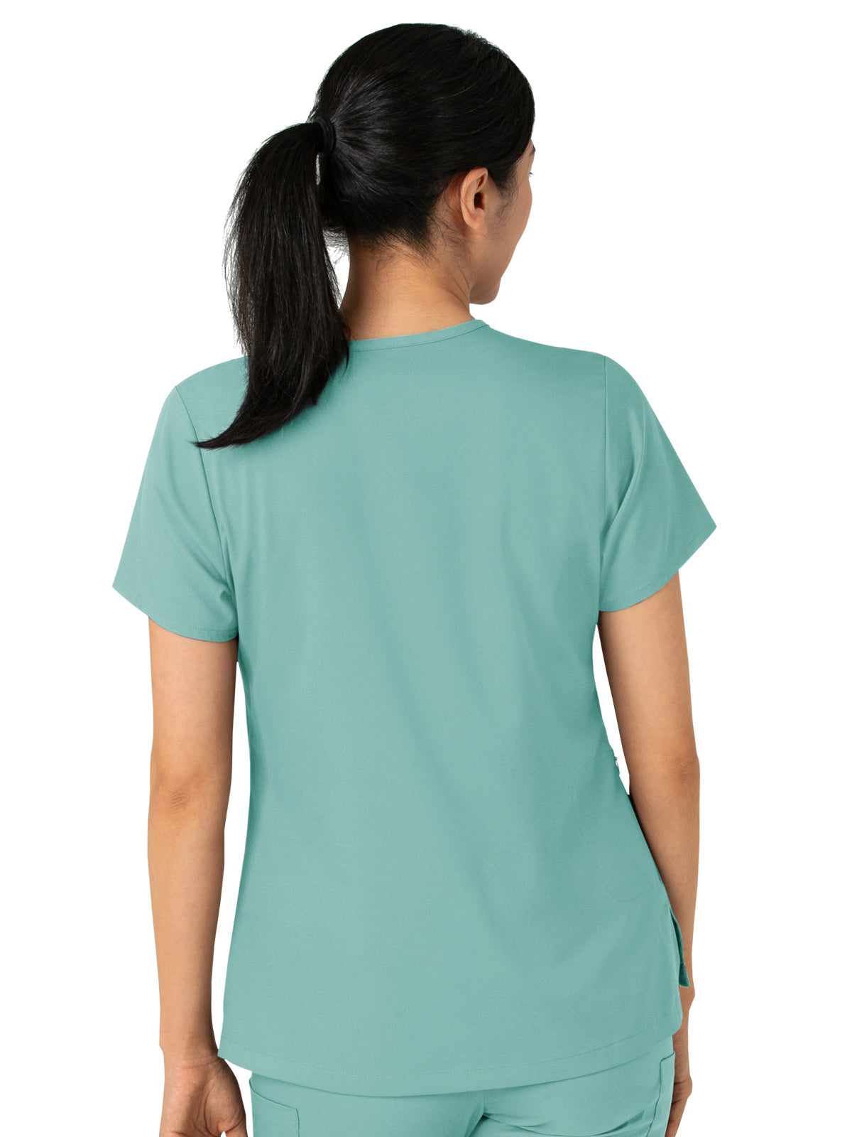 Women's Two-Pocket Tuck-In V-Neck Top - 6151 - Turquoise