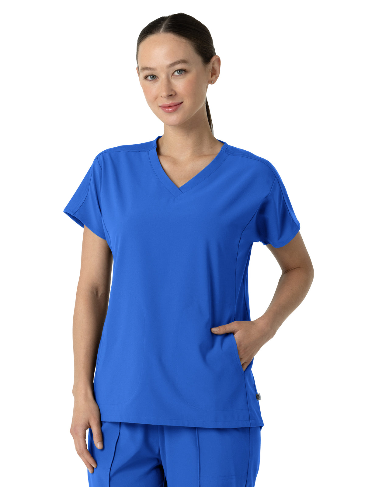 Women's Two-Pocket V-Neck Tunic Scrub Top - 6154 - Royal