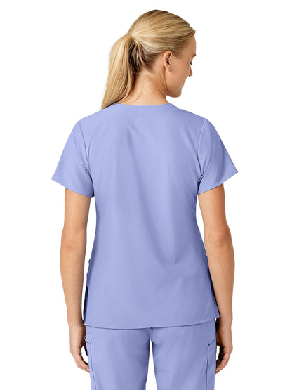 Women's Five-Pocket V-Neck Top - 6155 - Ceil Blue