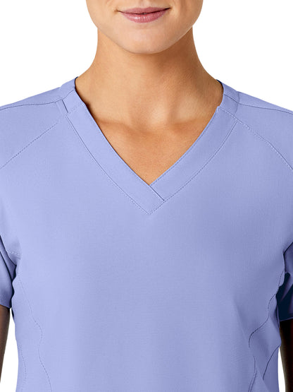 Women's Five-Pocket V-Neck Top - 6155 - Ceil Blue